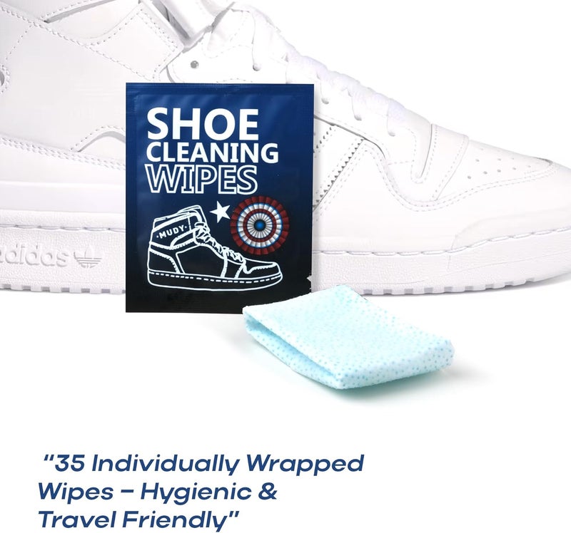 MUDY Shoe Cleaner Sneaker Cleaner Wipes 35 Packs Suede Leather Tennis Quick Cleaning Disposable Travel Portable Removes Dirt, Stains - Image 5
